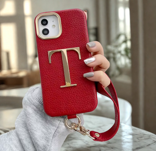 Coque Iphone Personnalisée rouge - Initiale gold