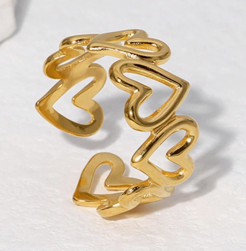 Bague coeur riviera gold