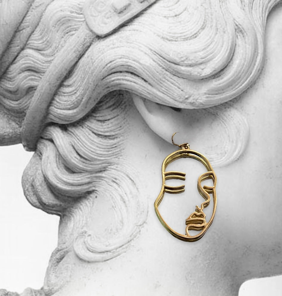 Boucles d'oreilles visages lineart