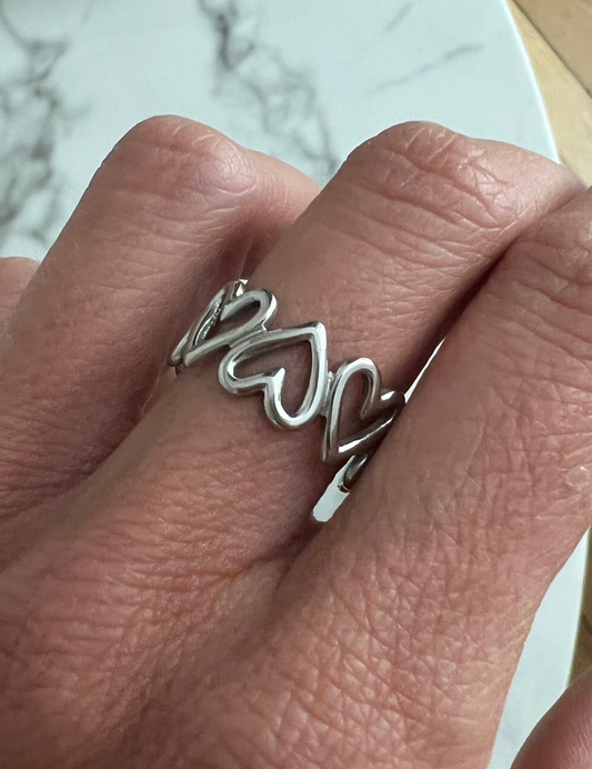 Bague coeur riviera argent